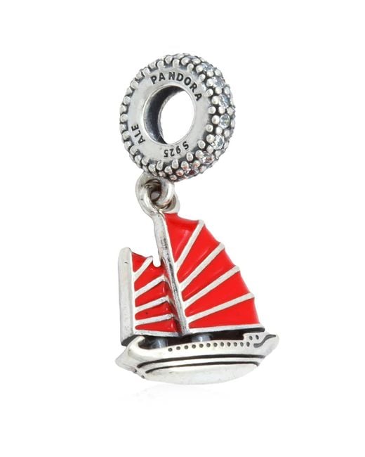 Pandora Red Sterling Silver Chinese Junk Dangle Charm