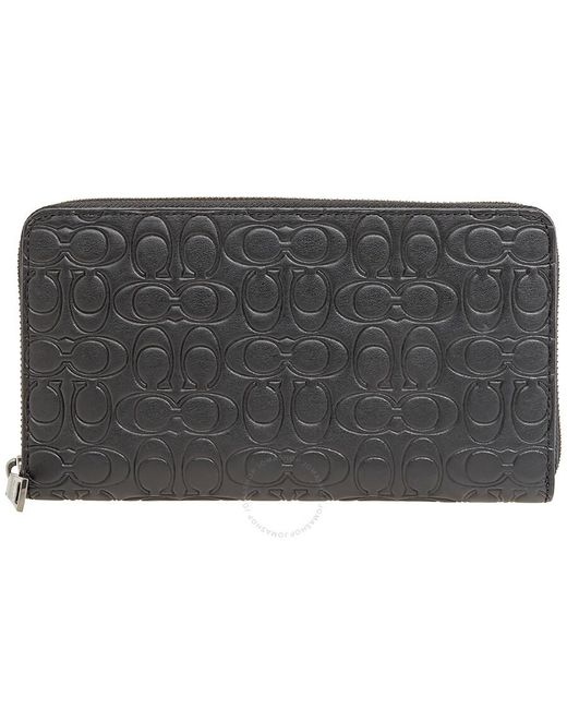 COACH Gray Travel Organizer Leather Wallet for men