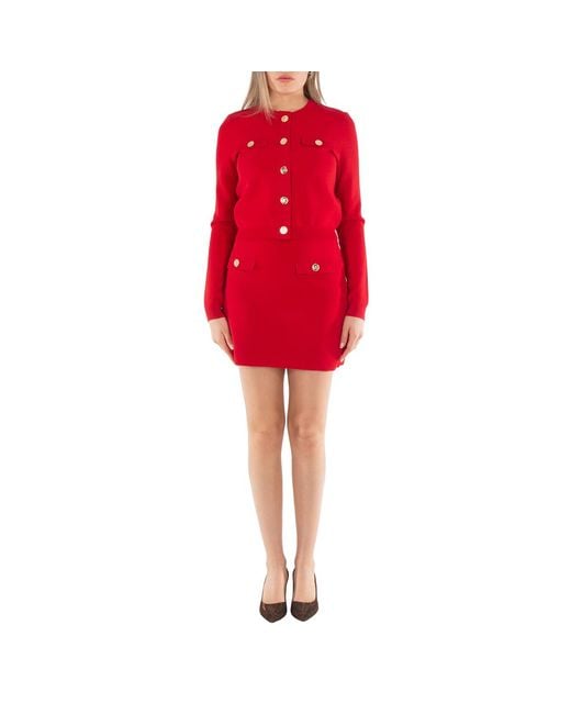 Michael Kors Red Embossed Logo Mini Skirt