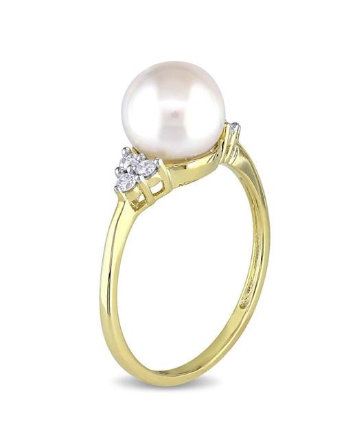 Amour Metallic Cultured Freshwater Pearl And 1/8 Ct Tw Diamond Ring for men