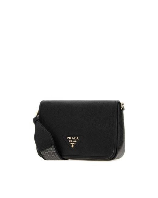 Prada Black Leather Crossbody Bag Nero 1 + Oro Borse A Tracolla