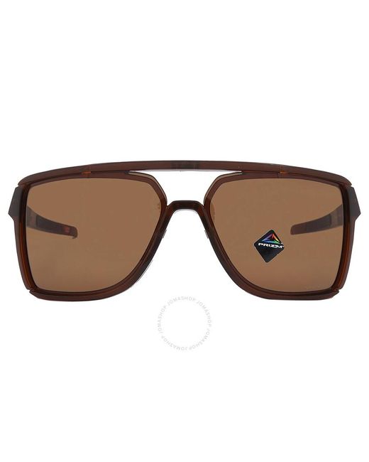 Oakley Brown Castel Prizm Bronze Rectangular Sunglasses Oo9147 914703 63 for men