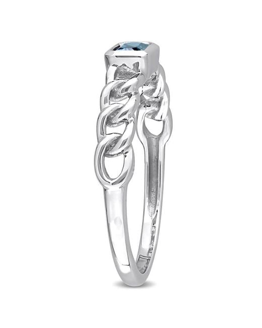 Amour Blue 3/8 Ct Tgw Octagon London Topaz Link Ring