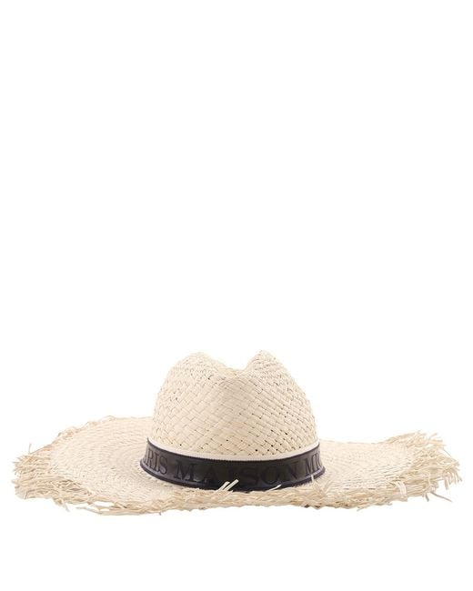 Maison Michel White Natural Zango Straw Fedora Hat