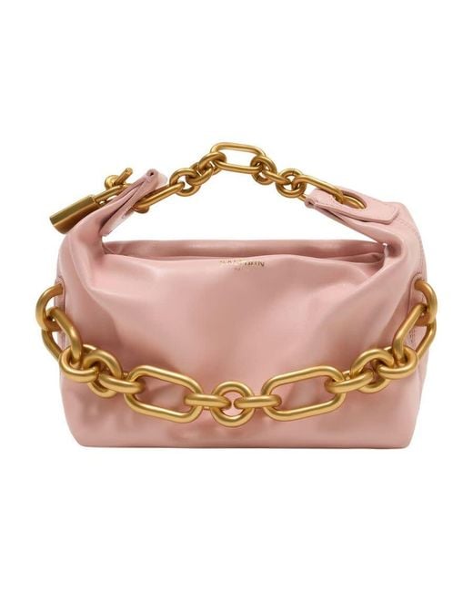 Balmain Pink Chain-Link Leather Mini Bag