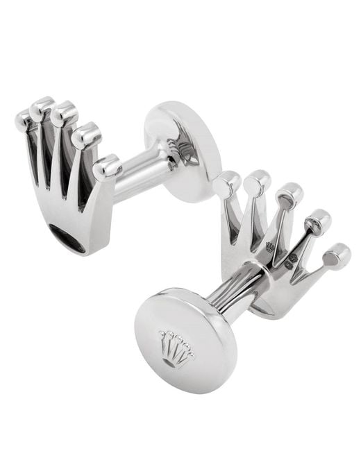 Rolex Metallic 18 Kt Crown Cufflinks for men