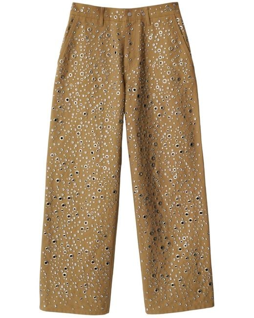 Burberry Natural Eyelet Embellished Cotton Trousers for men