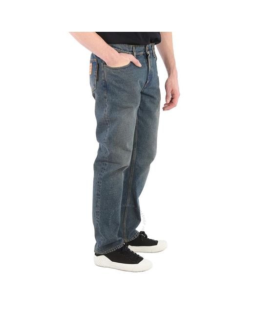 Burberry Blue Indigo Straight Fit Washed Denim Jeans for men