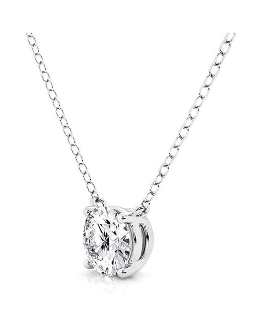 Brilliant Diamond Metallic Solitaire 3/4 Lab Grown Round Diamond 18" Cable Chain, Pendant Necklace