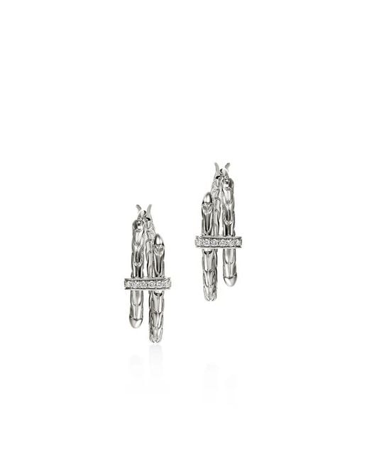 John Hardy Metallic Spear Hoop Earrings, Diamonds, Small
