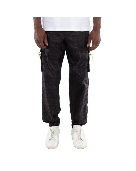 Moschino Black All-Over Logo Cargo Pants for men
