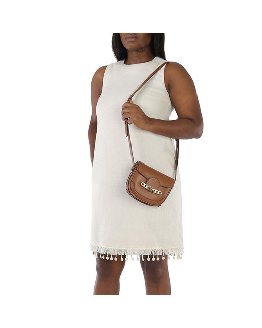 Michael Kors Brown Ladies Hally Extra-Small Embellished Leather Crossbody Bag