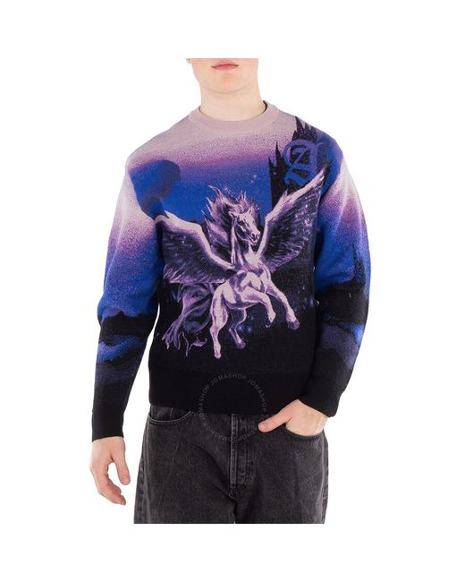 Aries Blue Woolen Jumper Pegasus Print Sweater for men
