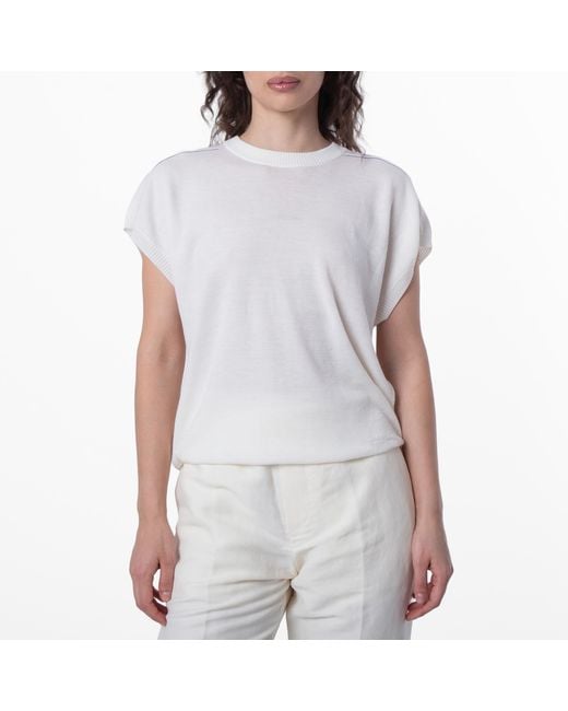 Burberry White Ekd Fine-Knit Wool Top