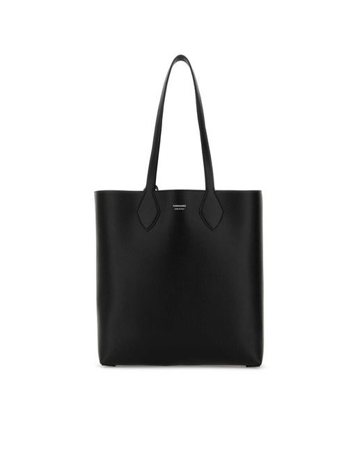 Ferragamo Black Leather Allover Shopping Bag for men