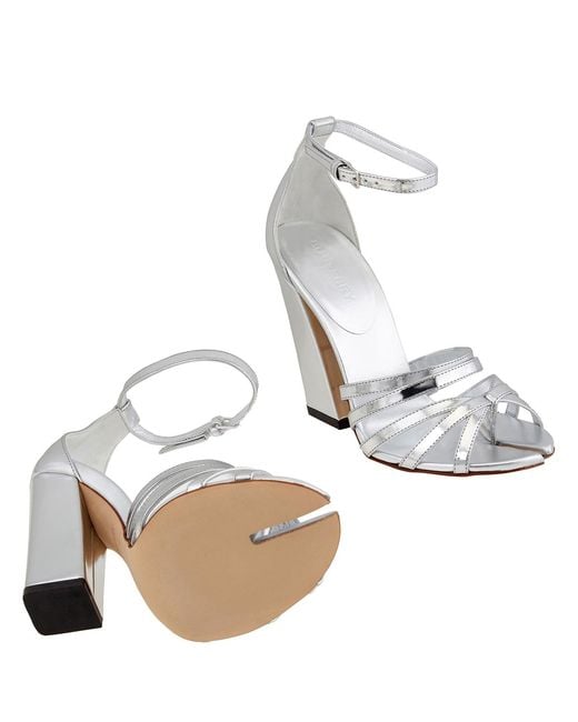 Burberry White Split-Toe Detail Metallic Leather Hove Sandals, Brand Size 35 (Us 3 Kids)