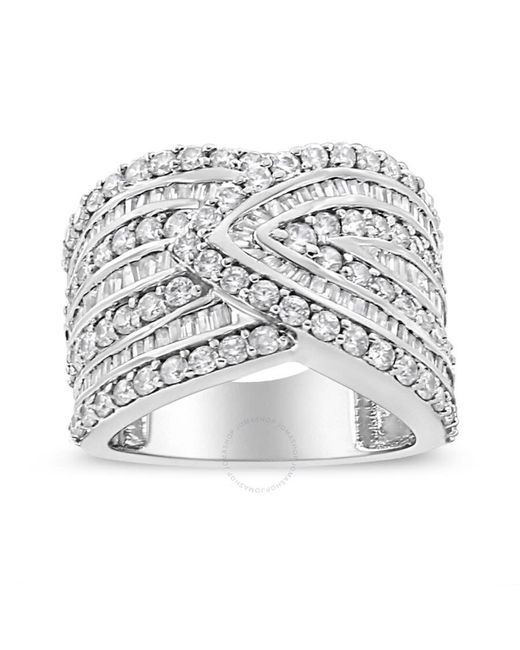 Haus of Brilliance White .925 Sterling Silver 2 3/8 Cttw Diamond Multi Row Overlay B