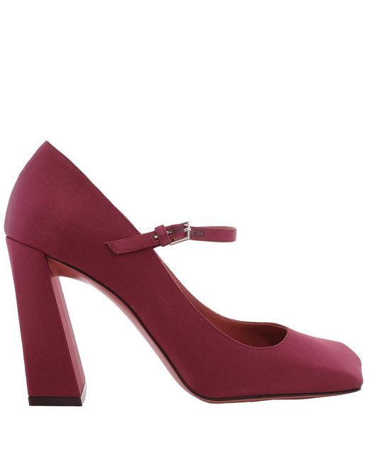 AMINA MUADDI Red Charlotte Satin Mary Jane Pumps