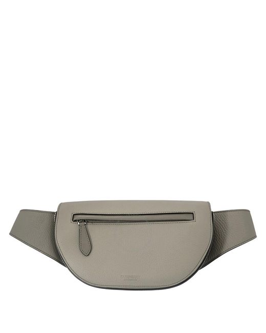 Burberry Gray Olympia Small Grained Leather Bum Bag for men