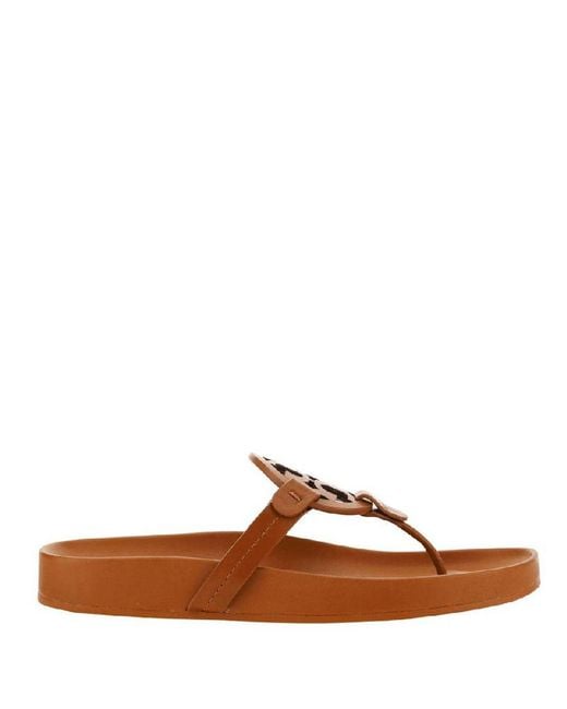 Tory Burch Brown Miller Cloud Leather Thong Sandals