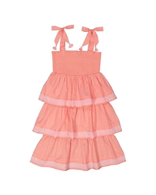 Zimmermann Pink Girls Peach tiggy Shired Tier Dress
