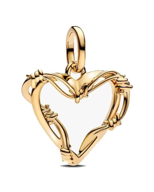 Pandora Metallic 14K-Plated Wire Heart Dangle Charm