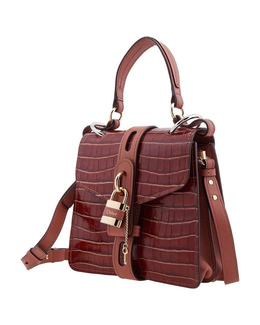 Chloé Red Crocodile Embossed Small Aby Day Shoulder Bag