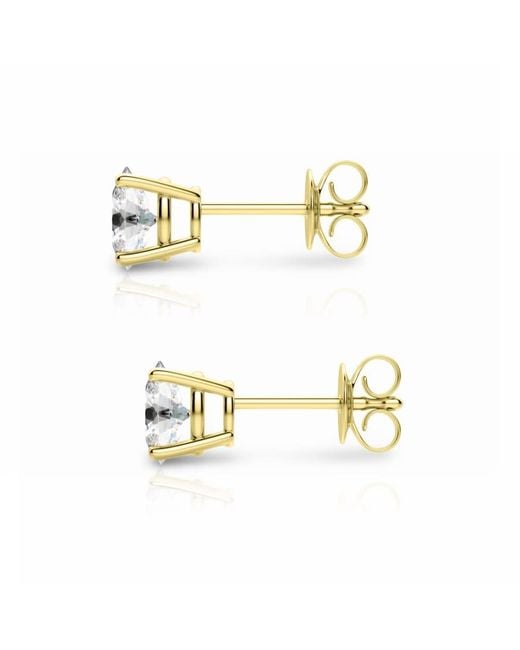 Tresorra White 14K Oval Cut Earth Mined Diamond Stud Earrings