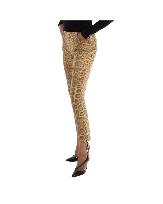 Burberry Natural Ladies Straight Fit Leopard Print Japanese Denim Jeans, Waist for men