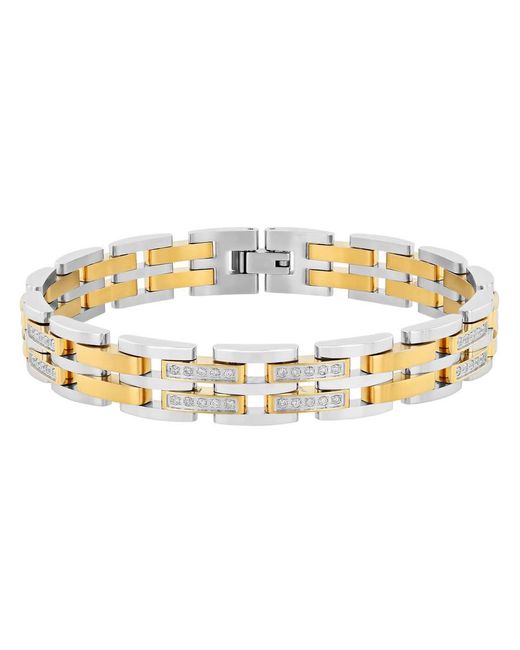 Robert Alton Metallic 1Ctw Diamond Stainless Steel With Finish Link Bracelet for men
