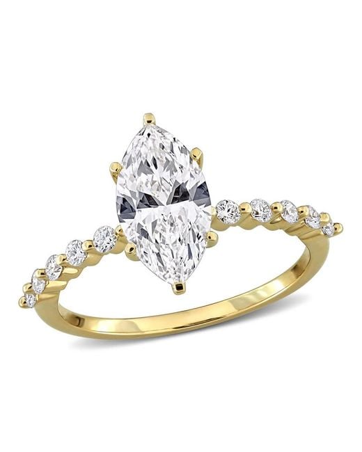 Created Forever Metallic 1 3/4Ct Tw Marquise And Round-Cut Lab Grown Diamond Engagement Ring