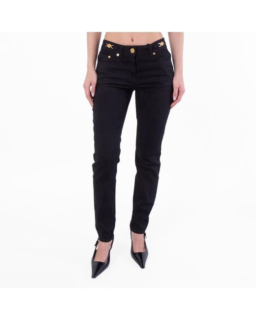 Versace Black Medusa '95 Skinny Jeans, Waist