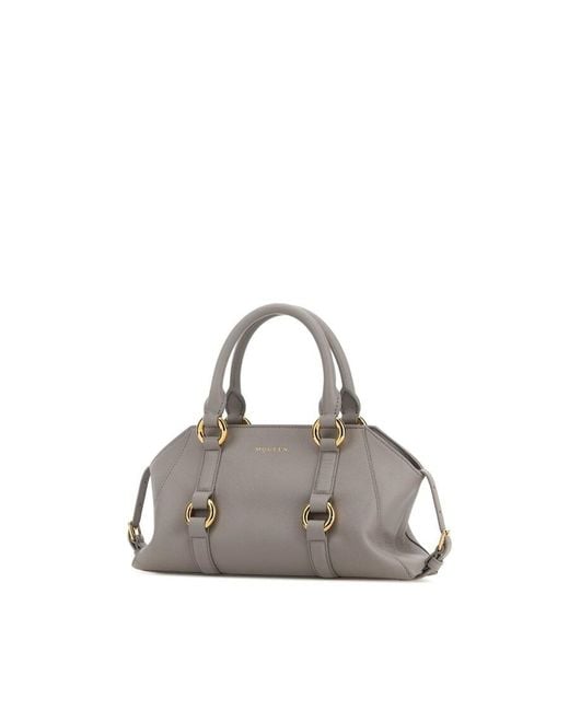 McQueen Multicolor Grey Leather Small Farringdon Handbag