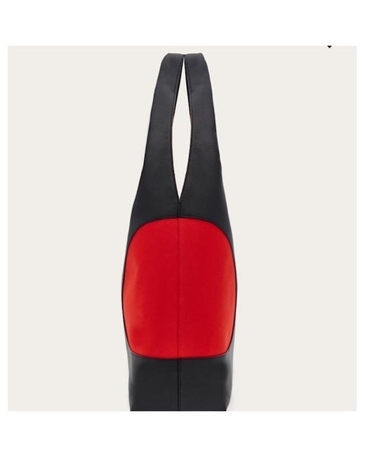 Ferragamo Red Cut Out-Detail Leather Tote Bag