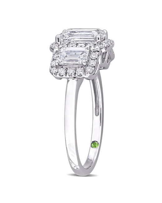 Created Forever Metallic 3Ct Tdw Emerald-Cut Lab-Created Diamond And Tsavorite Accent 3-Stone Ring for men