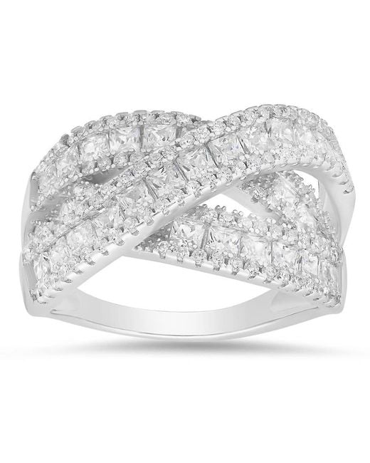 Kylie Harper Metallic Sterling Crossover Highway Statement Ring