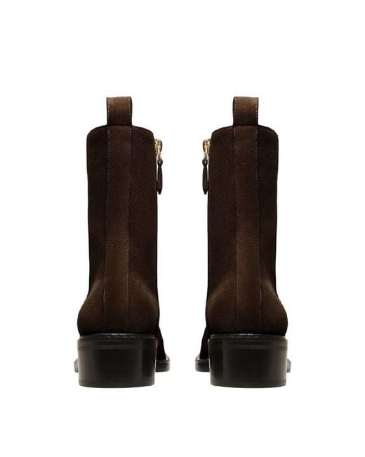 Bally Brown Austine Block Heel Leather Boots, Brand Size 37 Us