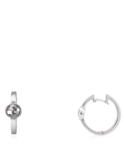 Gucci Metallic Interlocking Sterling Hoop Earrings