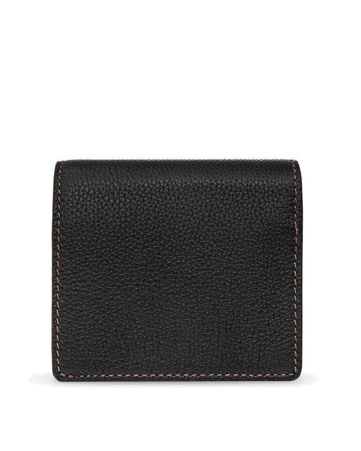 Burberry Black Ladies Grainy Leather Tb Folding Wallet