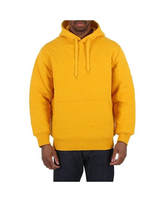 Moschino Yellow All-Over Logo Embroidered Hoodie for men