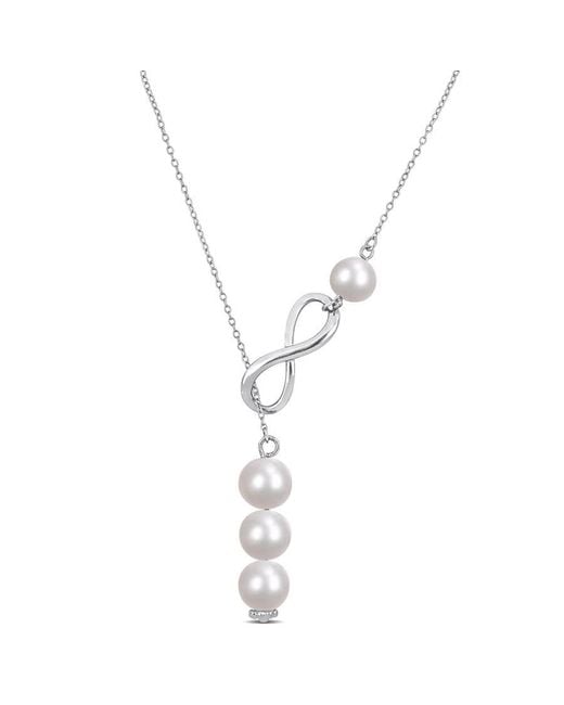 Amour Metallic 8-9 Mm Cultured Freshwater Pearl Infinity Lariat Necklace