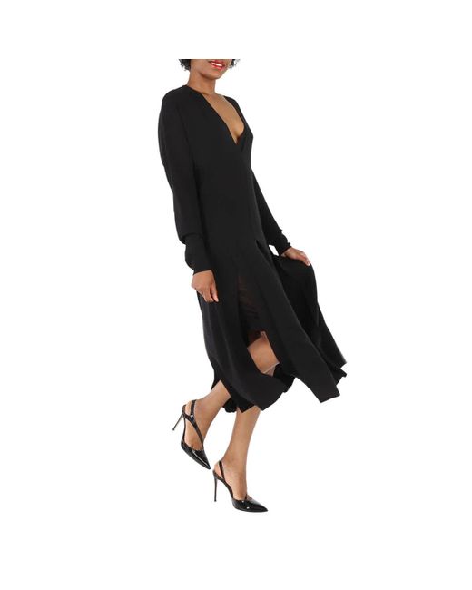 Burberry Black Emelia Pleated Silk Cady Midi Dress