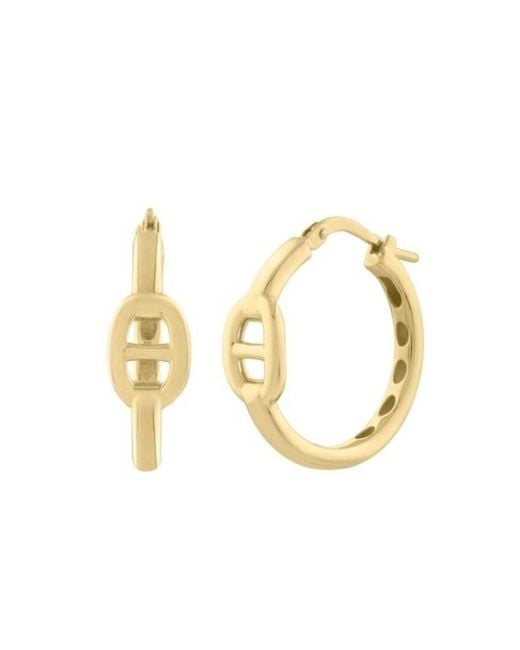 Tresorra Metallic 14K Puff Mariner Hoop Earrings