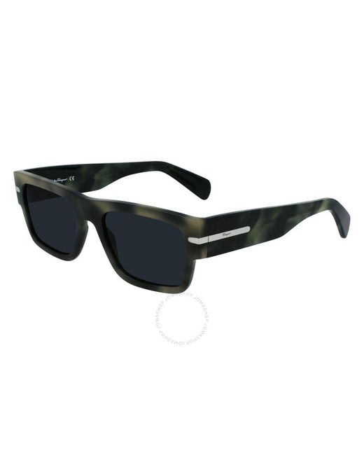 Ferragamo Black Blue Rectangular Sunglasses Sf1030s 052 54 for men