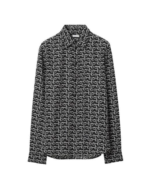 Burberry Black All-Over Graphic Print B-Line Silk Shirt for men