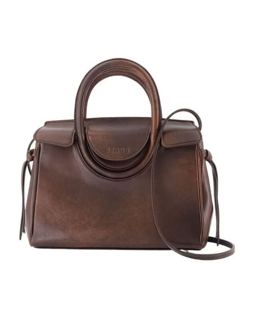 Staud Brown Maude Mini Carryall Top Handle Bag