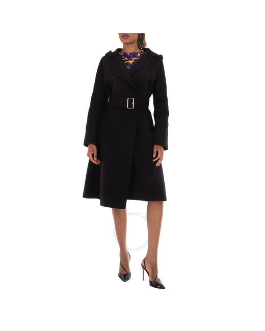 Burberry Black Hooded Wool Cashmere Coat, Brand Size 8 Us