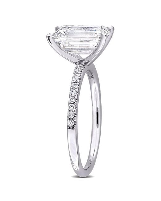 Created Forever Metallic 3 1/10Ct Tdw Emerald-Cut Lab-Created Diamond Engagement Ring for men
