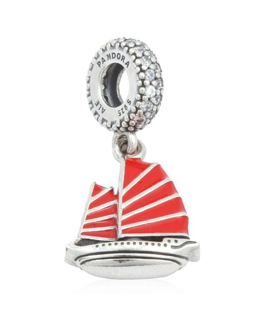 Pandora Red Sterling Silver Chinese Junk Dangle Charm