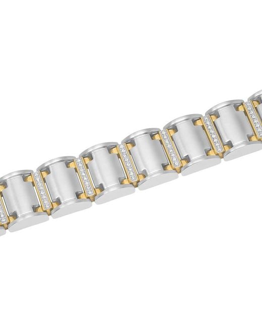 Robert Alton Metallic 3/4Ctw Diamond Stainless Steel With Finish Link Bracelet for men